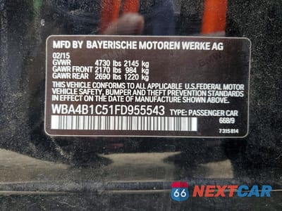 Zdjęcie 12 z 12 samochodu: 2015 BMW 435 I GRAN COUPE VIN:WBA4B1C51FD955543 - miniatura