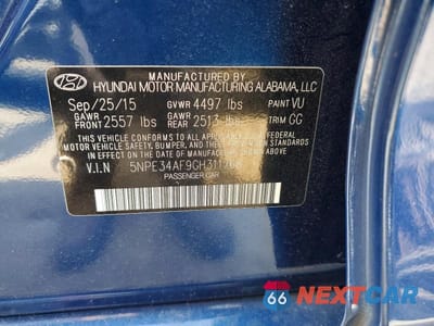 Zdjęcie 12 z 12 samochodu: 2016 HYUNDAI SONATA SPORT VIN:5NPE34AF9GH311768 - miniatura