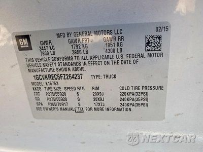Zdjęcie 13 z 13 samochodu: 2015 CHEVROLET SILVERADO K1500 LT VIN:1GCVKREC6FZ264237 - miniatura