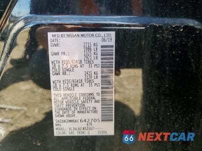 Zdjęcie 13 z 13 samochodu: 2019 NISSAN PATHFINDER S VIN:5N1DR2MM6KC642705 - miniatura