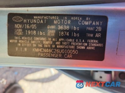 Zdjęcie 13 z 13 samochodu: 2006 HYUNDAI ACCENT GLS VIN:KMHCN46C26U010050 - miniatura