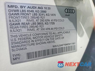 Zdjęcie 13 z 13 samochodu: 2021 AUDI Q7 PREMIUM PLUS VIN:WA1LXAF75MD017081 - miniatura