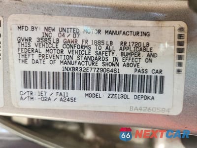 Zdjęcie 12 z 12 samochodu: 2007 TOYOTA COROLLA CE VIN:1NXBR32E77Z906461 - miniatura