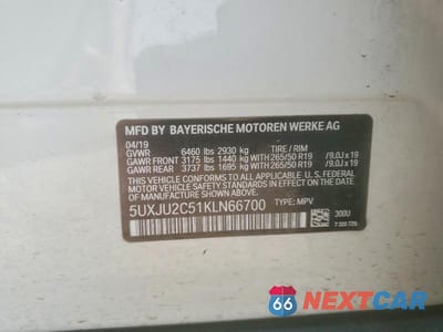 Zdjęcie 12 z 12 samochodu: 2019 BMW X5 XDRIVE50I VIN:5UXJU2C51KLN66700 - miniatura