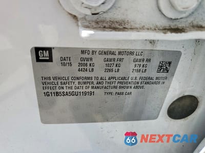Zdjęcie 12 z 12 samochodu: 2016 CHEVROLET MALIBU LIMITED LS VIN:1G11B5SA5GU119191 - miniatura