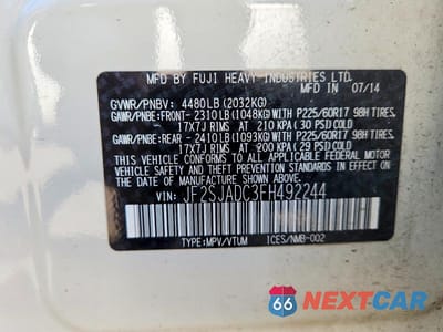 Zdjęcie 12 z 12 samochodu: 2015 SUBARU FORESTER 2.5I PREMIUM VIN:JF2SJADC3FH492244 - miniatura