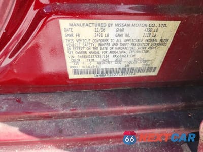 Zdjęcie 12 z 12 samochodu: 2007 NISSAN MAXIMA VIN:1N4BA41E27C837614 - miniatura