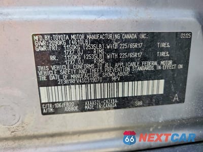 Zdjęcie 13 z 13 samochodu: 2025 TOYOTA RAV4 LE VIN:2T3H1RFV4SC319070 - miniatura