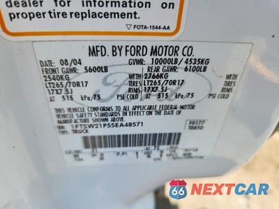 Zdjęcie 12 z 12 samochodu: 2005 FORD F250 SUPER DUTY VIN:1FTSW21P55EA48571 - miniatura