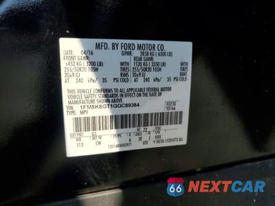 Zdjęcie 13 z 13 samochodu: 2016 FORD EXPLORER SPORT VIN:1FM5K8GT1GGC89384 - miniatura