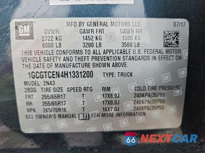 Zdjęcie 12 z 12 samochodu: 2017 CHEVROLET COLORADO LT VIN:1GCGTCEN4H1331200 - miniatura