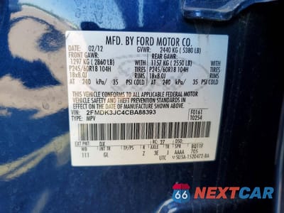 Zdjęcie 13 z 13 samochodu: 2012 FORD EDGE SEL VIN:2FMDK3JC4CBA88393 - miniatura