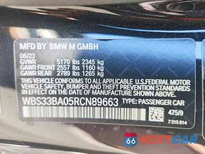 Zdjęcie 12 z 12 samochodu: 2024 BMW M4 COMPETITION VIN:WBS33BA05RCN89663 - miniatura
