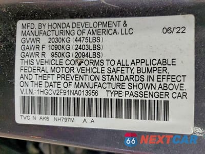Zdjęcie 12 z 12 samochodu: 2022 HONDA ACCORD TOURING VIN:1HGCV2F91NA013956 - miniatura