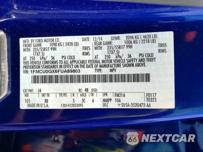 Zdjęcie 12 z 12 samochodu: 2015 FORD ESCAPE SE VIN:1FMCU0GX6FUA89803 - miniatura
