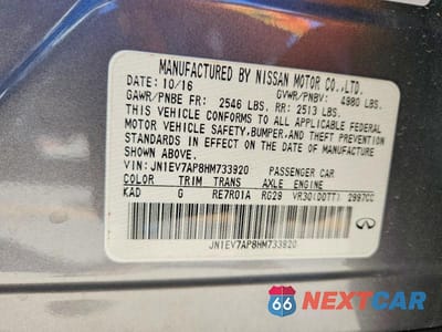 Zdjęcie 12 z 12 samochodu: 2017 INFINITI Q50 3.0T PREMIUM VIN:JN1EV7AP8HM733920 - miniatura