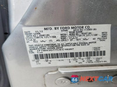 Zdjęcie 12 z 12 samochodu: 2012 FORD F350 SUPER DUTY VIN:1FT8W3DT7CEC18287 - miniatura