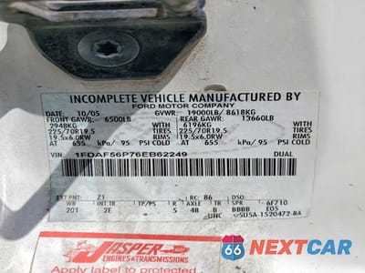 Zdjęcie 10 z 10 samochodu: 2006 FORD F550 SUPER DUTY VIN:1FDAF56P76EB62249 - miniatura