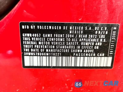 Zdjęcie 12 z 12 samochodu: 2019 VOLKSWAGEN JETTA S VIN:3VWN57BU6KM116221 - miniatura