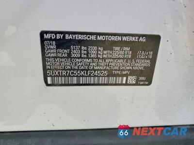 Zdjęcie 13 z 13 samochodu: 2019 BMW X3 SDRIVE30I VIN:5UXTR7C55KLF24525 - miniatura