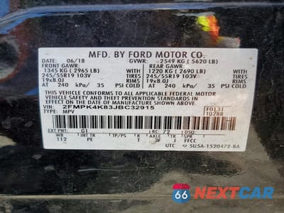 Zdjęcie 13 z 13 samochodu: 2018 FORD EDGE TITANIUM VIN:2FMPK4K83JBC32915 - miniatura
