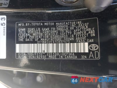 Zdjęcie 12 z 12 samochodu: 2007 TOYOTA COROLLA S VIN:2T1BR32EX7C837475 - miniatura