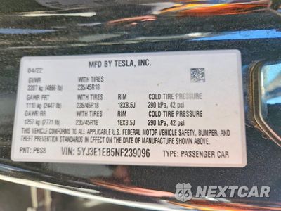 Zdjęcie 12 z 12 samochodu: 2022 TESLA MODEL 3 VIN:5YJ3E1EB5NF239096 - miniatura