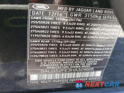 Zdjęcie 13 z 13 samochodu: 2017 LAND ROVER RANGE ROVER SUPERCHARGED VIN:SALGS2FE3HA329605 - miniatura