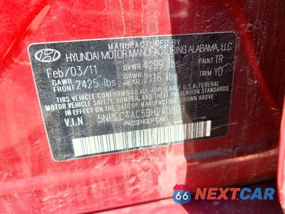 Zdjęcie 12 z 12 samochodu: 2011 HYUNDAI SONATA VIN:5NPEC4AC5BH240809 - miniatura
