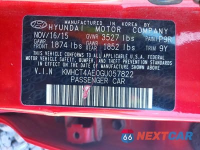 Zdjęcie 12 z 12 samochodu: 2016 HYUNDAI ACCENT SE VIN:KMHCT4AE0GU057822 - miniatura