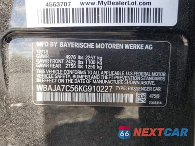 Zdjęcie 12 z 12 samochodu: 2019 BMW 530 XI VIN:WBAJA7C56KG910227 - miniatura