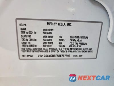 Zdjęcie 12 z 12 samochodu: 2024 TESLA MODEL Y VIN:7SAYGDEE6RF207696 - miniatura