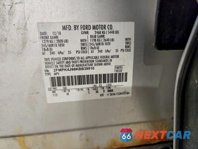 Zdjęcie 13 z 13 samochodu: 2019 FORD EDGE SEL VIN:2FMPK4J96KBB39916 - miniatura