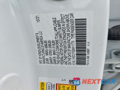 Zdjęcie 12 z 12 samochodu: 2021 HONDA ACCORD EXL VIN:1HGCV1F52MA117779 - miniatura