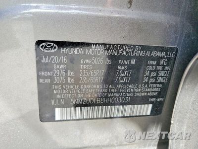 Zdjęcie 25 z 26 samochodu: 2017 HYUNDAI SANTA FE SPORT 2.4L VIN:5NMZUDLB8HH003031 - miniatura
