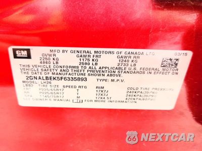 Zdjęcie 13 z 13 samochodu: 2015 CHEVROLET EQUINOX LT VIN:2GNALBEK5F6335893 - miniatura