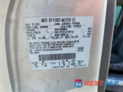 Zdjęcie 14 z 14 samochodu: 2005 FORD ESCAPE XLS VIN:1FMYU02Z25KD26652 - miniatura