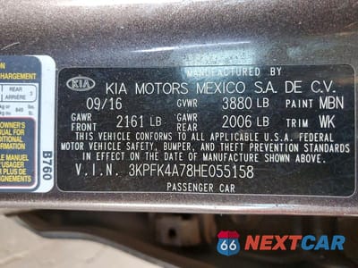 Zdjęcie 12 z 12 samochodu: 2017 KIA FORTE LX VIN:3KPFK4A78HE055158 - miniatura