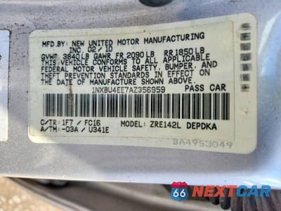 Zdjęcie 12 z 12 samochodu: 2010 TOYOTA COROLLA LE VIN:1NXBU4EE7AZ356959 - miniatura