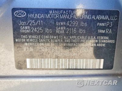 Zdjęcie 12 z 12 samochodu: 2011 HYUNDAI SONATA GLS VIN:5NPEB4AC1BH232760 - miniatura