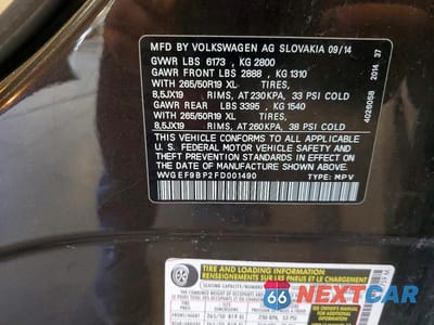 Zdjęcie 13 z 13 samochodu: 2015 VOLKSWAGEN TOUAREG V6 VIN:WVGEF9BP2FD001490 - miniatura