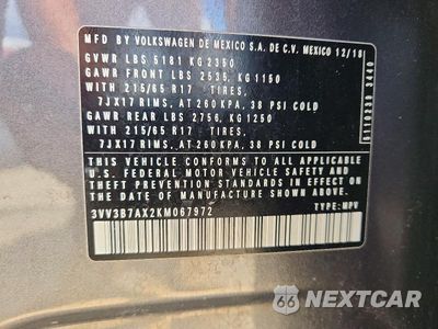 Zdjęcie 13 z 13 samochodu: 2019 VOLKSWAGEN TIGUAN SE VIN:3VV3B7AX2KM067972 - miniatura
