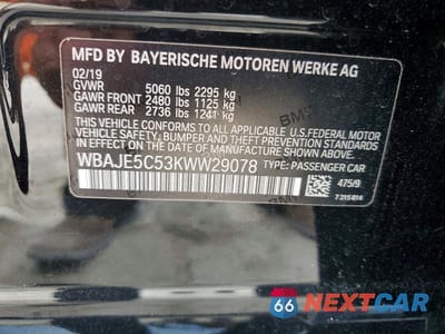 Zdjęcie 12 z 12 samochodu: 2019 BMW 540 I VIN:WBAJE5C53KWW29078 - miniatura