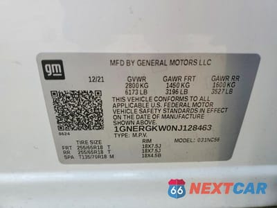 Zdjęcie 13 z 13 samochodu: 2022 CHEVROLET TRAVERSE LT VIN:1GNERGKW0NJ128463 - miniatura