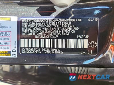 Zdjęcie 12 z 12 samochodu: 2019 TOYOTA C-HR VIN:NMTKHMBX2KR090673 - miniatura