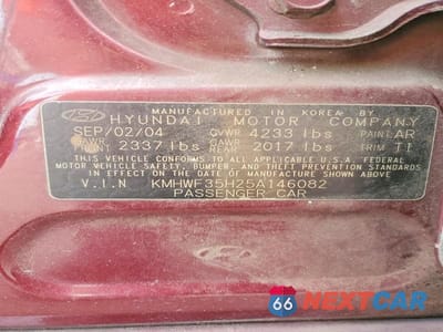 Zdjęcie 12 z 12 samochodu: 2005 HYUNDAI SONATA GLS VIN:KMHWF35H25A146082 - miniatura