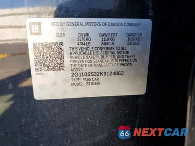 Zdjęcie 12 z 12 samochodu: 2019 CHEVROLET IMPALA PREMIER VIN:2G1105S32K9124863 - miniatura