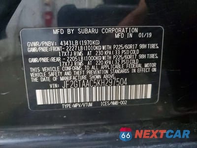 Zdjęcie 13 z 13 samochodu: 2019 SUBARU CROSSTREK VIN:JF2GTAAC5KH297504 - miniatura