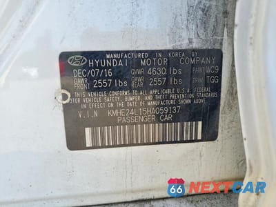 Zdjęcie 12 z 12 samochodu: 2017 HYUNDAI SONATA HYBRID SE VIN:KMHE24L15HA059137 - miniatura