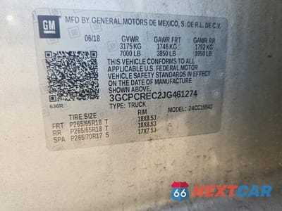 Zdjęcie 12 z 12 samochodu: 2018 CHEVROLET SILVERADO C1500 LT VIN:3GCPCREC2JG461274 - miniatura